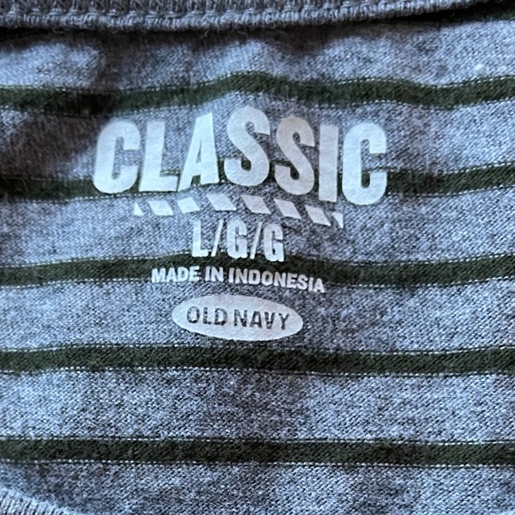 Old Navy Men's Long Sleeve Striped Shirt Size L Gray & Olive Green Striped - Picture 6 of 6